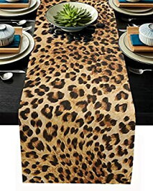 【中古】【輸入品・未使用】Leopard Print Table Runner-Cotton linen-Long 90 inche Cheetah Print Dresser Scarves,Animal Tablerunner for Kitchen Coffee/Dining/Sofa/E