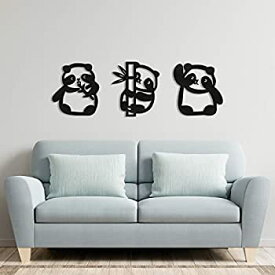 【中古】【輸入品・未使用】GMGrow 3 Pieces Cute Pandas, Wooden Wall Decor, Gift Idea for Panda Lovers, Panda Wall Art Decor 商品カテゴリー: ウォールアート [並行輸