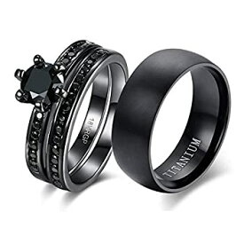 【中古】【輸入品・未使用】loversring Couple Ring Bridal Sets His Hers Women 18k Black Gold Plated Cz Men Titanium Wedding Ring Band Set 商品カテゴリー: ジュエリ