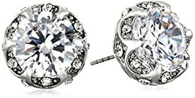 【中古】【輸入品・未使用】Betsey Johnson Women's CZ Crystal Ruffled Halo Stud Earrings Crystal/Silver Stud Earrings [並行輸入品]