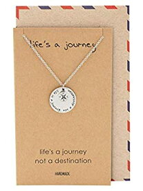 【中古】【輸入品・未使用】Quan Jewelry Compass Necklace, Graduation Gifts for Women, Memorable Gifts for Girls, Adventure Travelers Charm with Inspirational Gree