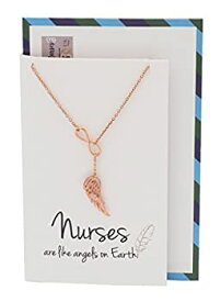 【中古】【輸入品・未使用】Quan Jewelry Nurse Necklace, Infinity Angel Wing Pendant Charm, Nursing Necklace Makes Perfect Gift for Nurses, Rose Gold Tone [並行輸