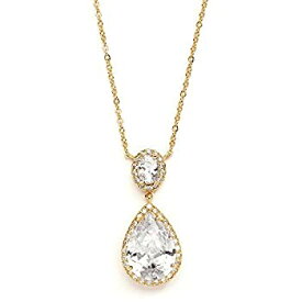 【中古】【輸入品・未使用】Mariell Cubic Zirconia Bridal Pendant Necklace with Oval-Cut Halo and Bold Pear-Shaped Teardrop Gemstone [並行輸入品]