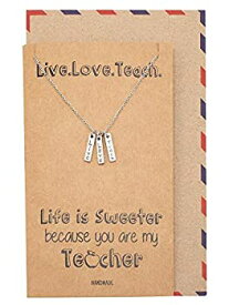 【中古】【輸入品・未使用】Quan Jewelry Teacher Appreciation Gifts, 3 Bars Pendant with Live, Love, Teach Engraved, Jewelry Necklace Gift for Teachers with Sweet
