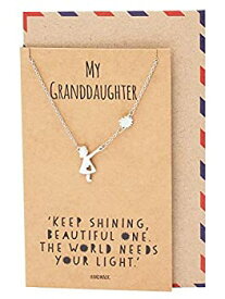 【中古】【輸入品・未使用】Quan Jewelry Granddaughter Necklace, Heartwarming Gift from Grandparents with Motivational Quote, Adjustable Stainless Steel Chain 16in