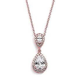 【中古】【輸入品・未使用】Mariell Rose Gold Pear-Shaped Cubic Zirconia Teardrop Bridal Necklace Pendant - Blush Wedding Jewelry [並行輸入品]