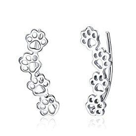 【中古】【輸入品・未使用】Paw Ear Cuff Wrap Crawler Climber Earrings for Women Teen Girls Sterling Silver Studs Clip On Cute Dog Cat Pin Hypoallergenic Jewelry [