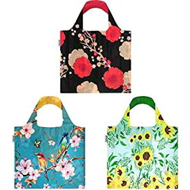 【中古】【輸入品・未使用】Wrapables Large Reusable Shopping Tote Bags with Outer Pouch, (Set of 3), Blossoms & Flowers [並行輸入品]