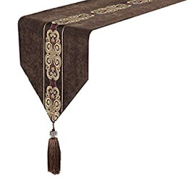 【中古】【輸入品・未使用】Classic Vintage Table Runner and Dresser Scarf with Tassels Middle Stripe Home Decor, 13 x 70 Inch, Coffee 商品カテゴリー: テーブルラン