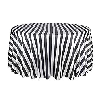 【中古】【輸入品・未使用】Your Chair Covers - 120 inch Round Satin Tablecloth Black/White Striped, Round Table Linens for 5 ft Round Banquet Tables [並行輸入品]：スカイマーケットプラス