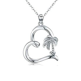 【中古】【輸入品・未使用】MEDWISE S925 Sterling Silver Summer Palm Tree Necklace Pendant Beach Necklace Jewelry for Women Heart Coconut Areca?Tree Necklace Gift