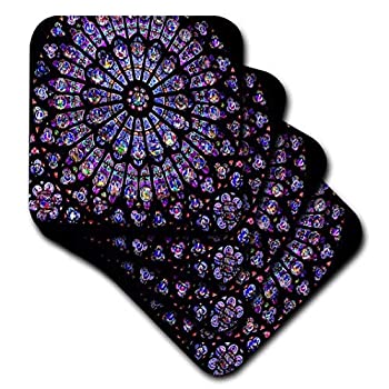 【輸入品・未使用】3dRose CST_50227_3 Notre Dame Cathedral Stained Glass Ceramic Tile Coasters Set of 4 商品カテゴリー: コースター [並行輸入品]