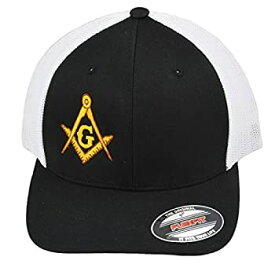 【中古】【輸入品・未使用】Gold Square & Compass Embroidered Masonic Flexfit Adult Trucker Hat 商品カテゴリー: 帽子 [並行輸入品]