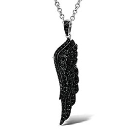 【中古】【輸入品・未使用】Santuzza 925 Sterling Silver Angel Wing Black Spinel Pendant Lucky Necklace for Gift to Women Girls Chirsmas Birthday Thanksgiving Grad