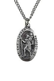 【中古】【輸入品・未使用】Creed Silver Tone St. Christopher Protect Us Medal, Rhodium-Plated Chain, 24-Inch [並行輸入品]