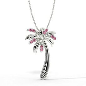 【中古】【輸入品・未使用】Solid Sterling Silver Beautiful Tropical Palm Tree Pendant Necklace, with 17.5inch Anchor Chain for Women in Green/Purple/Blue/Pink/Dia