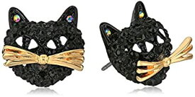 【中古】【輸入品・未使用】Betsey Johnson"Skeletons After Dark" Pave Cat Stud Earring [並行輸入品]