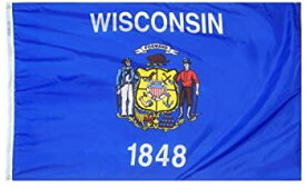 【中古】【輸入品・未使用】Wisconsin State Flag 3x5 ft. Nylon SolarGuard Nyl-Glo 100% Made in USA to Official State Design Specifications by Annin Flagmakers. Mod