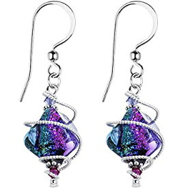 【中古】【輸入品・未使用】Body Candy Handcrafted 925 Silver Purple Dichroic Drop Dangle Earrings Created with Swarovski Crystals [並行輸入品]