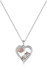 【中古】【輸入品・未使用】Jewelili 14kt Rose Gold over Sterling Silver Diamond Accent MOM Heart Necklace Pendant, 18" [並行輸入品]