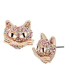 【中古】【輸入品・未使用】Betsey Johnson Pink/Rose Gold Cat Stud Earrings [並行輸入品]
