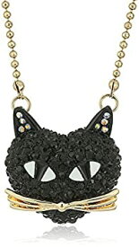 【中古】【輸入品・未使用】Betsey Johnson Black Pave Cat Pendant Necklace [並行輸入品]