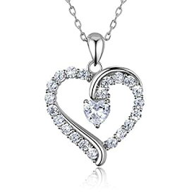 【中古】【輸入品・未使用】925 Sterling Silver heart necklace - Billie Bijoux “You Are the Only One” Love Platinum Plated CZ pendant 18" for Mother's Da