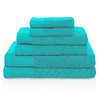 Superior 100% Egyptian Cotton 6-Piece Towel Set, Basket Weave Textured Jacquard, Super Soft and Highly Absorbent, Bath Towels, Hand