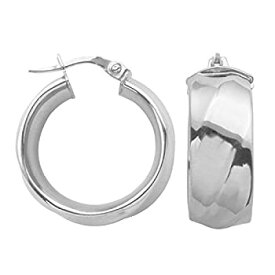 【中古】【輸入品・未使用】Sterling Silver 16mm Thick Stripe Hoop Earrings [並行輸入品]