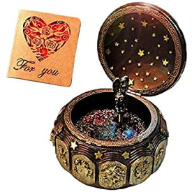 【中古】【輸入品・未使用】Vintage Music Box with 12 Constellations Rotating Goddess LED lights Twinkling Resin Carved Mechanism Musical Box with Sankyo 18-Note W