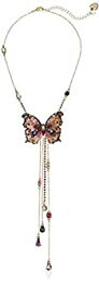 【中古】【輸入品・未使用】Betsey Johnson Women's Pink and Gold Tone Butterfly Linear Necklace [並行輸入品]