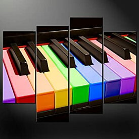 【中古】【輸入品・未使用】So Crazy Art- Piano Wall Art Decor Colorful Piano Key Canvas Pictures Artwork 4 Panel Music Painting Prints for Home Living Dining Room