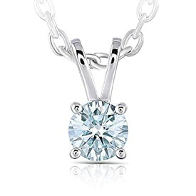 【中古】【輸入品・未使用】DovEggs Platinum Plated Silver 1ct 6.5mm Heart Arrows Cut Moissanite Pendant Necklace Solitare With Platinum Plated Silver Chain for Wo