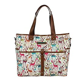 【中古】【輸入品・未使用】Lily Bloom Satchel Tote Bag| Shoulder Top-Handle Handbags| Large Capacity (One Size, Giraffe Park Beige) [並行輸入品]