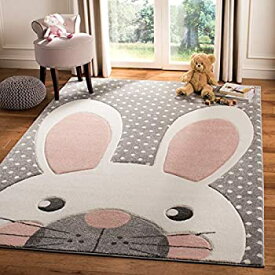 【中古】【輸入品・未使用】Safavieh Carousel Kids Collection CRK168P Bunny Ear Nursery Playroom Area Rug, 3ft 3 inch x 5ft 3 inch, Pink/Grey 商品カテゴリー: ラグ