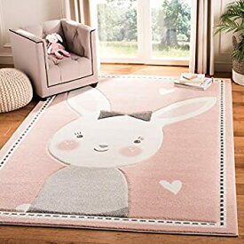 【中古】【輸入品・未使用】Safavieh Carousel Kids Collection CRK166P Bunny Nursery Playroom Area Rug, 4ft Square, Pink/Ivory 商品カテゴリー: ラグ カーペット [並行