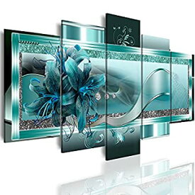 【中古】【輸入品・未使用】Extra Large Orchid Flowers Canvas Print - Abstract Turquoise Floral Wall Art Painting Decor for Home Decoration Artwork Picture Bedroom