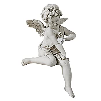 Design Toscano KY47014 Peaceful Presence Angel Sitter Garden Statue, Antique Stone [並行輸入品]