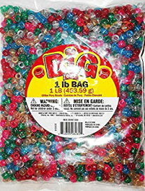 【中古】【輸入品・未使用】Glitter Pony Beads 9mm 1lb Bag-Assorted Colors (並行輸入品)