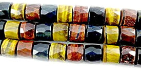 【中古】【輸入品・未使用】Tiger Eye Natural Gemstone Multi-color Faceted Heshi Rondelle Shape 6x8mm 62pcs 15.5''per Strand Jewelry Making Beads by BRCbeads
