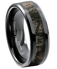 【中古】【輸入品・未使用】King Will ブラックタングステンカーバイドリング 8mm メンズ 迷彩 快適フィット 結婚指輪