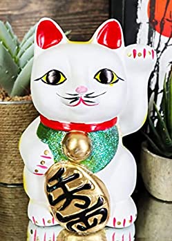 Ebros 日本の幸運と幸運のチャーム 招き猫 招き猫 マネーバンク セラミック像 高さ6.75インチ 豚ボックス ラッキーキャット コレクターフィギュ