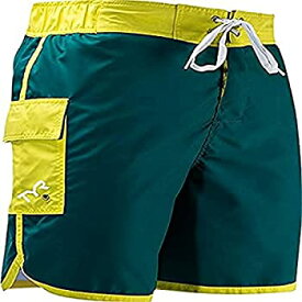 【中古】【輸入品・未使用】(XX-Large, Green/Yellow) - TYR Bulldog Sport Competitor Board Shorts