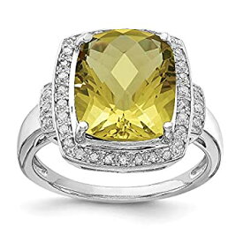 【中古】【輸入品・未使用】FB Jewels ソリッドスターリングシルバーロジウムダイヤモンド&チェッカーカットレモンクォーツリング, レモン-クォーツ