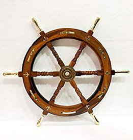 【中古】【輸入品・未使用】アンティーク 木製 海の装飾 30インチ 船 ホイール 真鍮 アンカー 壁掛け ホームデコレーション