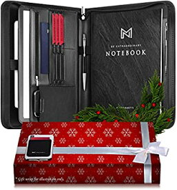 【中古】【輸入品・未使用】NERO MANETTI- Zippered Leather Padfolio/Portfolio Pad Holder-Business PU Vegan Leather Notepad Folder for Resumes, Interviews, iPad/Tab