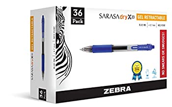 (Blue) - Zebra Sarasa Retractable Gel Ink Pens, Medium Point 0.7mm, Blue Rapid Dry Ink, 36-Count