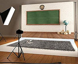 【中古】【輸入品・未使用】laeacco 7?x 5ftビニール背景写真背景空ヴィンテージ教室グリーンブラックボードagainstレンガ壁学校ツール世界中にスタックの本黒板ストライプ