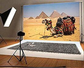【中古】【輸入品・未使用】laeacco 7?x 5ftビニール背景写真背景黄金の砂漠エジプトギザキャメルwith荷物ピラミッドエジプトピラミッドBackdrop写真撮影スタジオ小道具個