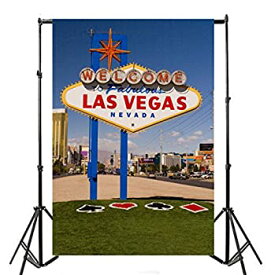 【中古】【輸入品・未使用】Yeele 5?x 7ft Las Vegas写真の背景幕City Road Sign American旅行案内標識UrbanストリートScapeテーマ写真背景肖像画アート子供大人用旅行フォ